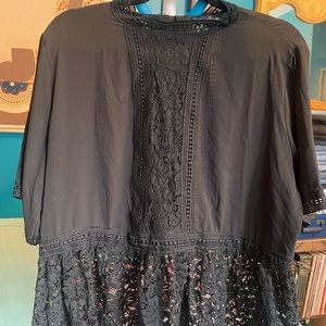 Black Lace Peplum Top
